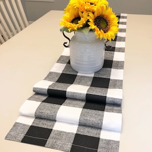 Farmhouse Buffalo Plaid Table Runner Black Red Grey Navy Orange Runner Buffalo Check Table Runner All Sizes image 1