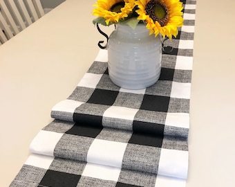 Farmhouse Buffalo Plaid Table Runner Black Red Grey Navy Orange Runner Buffalo Check Table Runner All Sizes