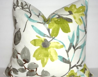 Braemore Gazebo Cloud Citrine Blue Aqua Grey Floral Vine Pillow Cover Home Decor by HomeLiving Size 18x18