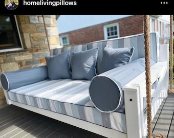 CUSTOM Porch Swing Bed Mattress Cushion Cover Sunbrella Fabric Porch Pillows Outdoor Twin Bed Swing
