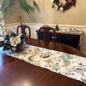 Beautiful Brissac Sapphire Linen Table Runner Dining Room Table Choose Size