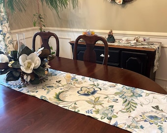 Beautiful Brissac Sapphire Linen Table Runner Dining Room Table Choose Size