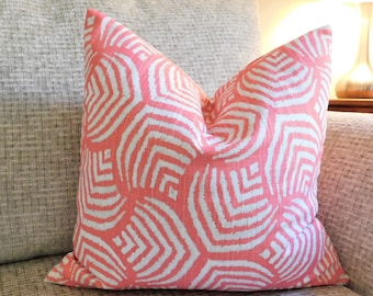 Sea Jewel Fusion Pink Salmon Peach Coral White Grey Geometric Ocean Nautical Decor by HomeLiving Pillow Cover Size 18x18