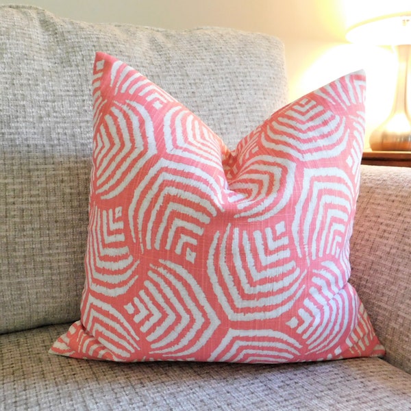 Sea Jewel Fusion Pink Salmon Peach Coral White Grey Geometric Ocean Nautical Decor by HomeLiving Pillow Cover Size 18x18