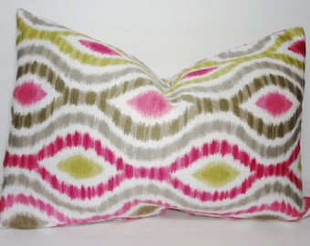 Raspberry Ikat Lumbar Pillow Cover Decorative Pillow Ikat lumbar Throw Pillow Cover 12x20