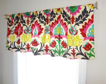 Curtain Valance Topper Window Treatment 53x15 Waverly Santa Maria Valance Foral Pink Red Green Blue Valance