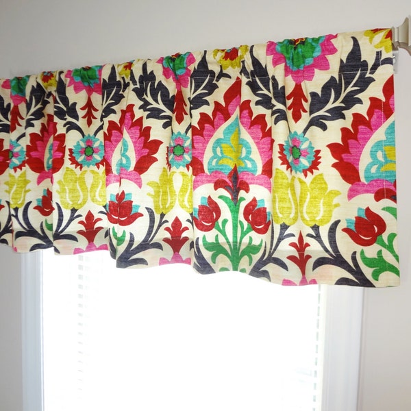 Curtain Valance Topper Window Treatment 53x15 Waverly Santa Maria Valance Foral Pink Red Green Blue Valance