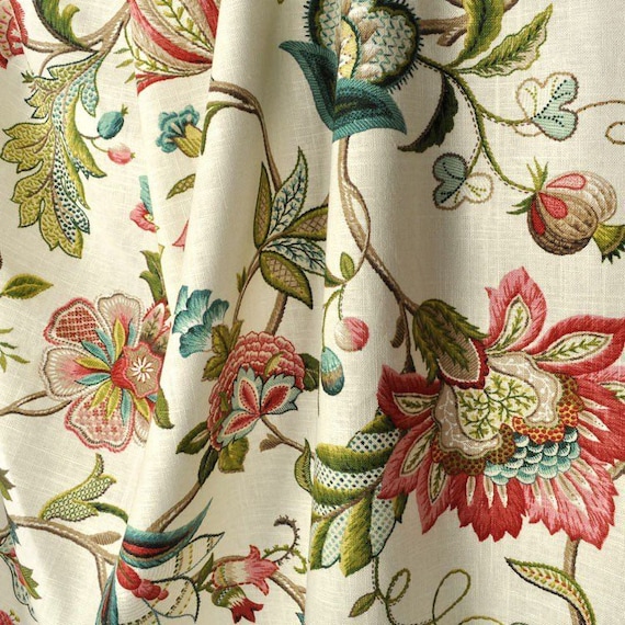 Curtain Panels Brissac Jewel Rose Teal Floral Curtains Pair 25" Wide or 50" Wide by 63",84",90" 94",96",108"