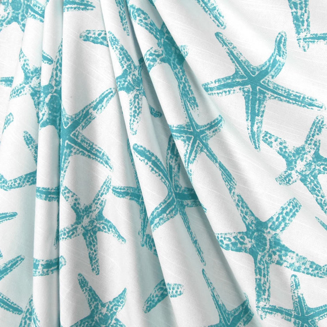 Shower Curtain Ocean Blue Starfish Aqua Blue Starfish Shower Etsy