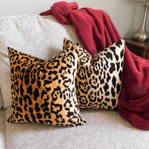 Braemore Jamil Velvet Cheetah Animal Print Pillow Cover Velvet Black & Tan Pillow Cover Leopard Print Choose Size image 1