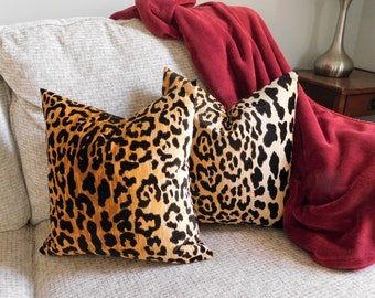 Braemore Jamil Velvet Cheetah Animal Print Pillow Cover Velvet Black & Tan Pillow Cover Leopard Print Choose Size