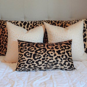 Braemore Jamil Velvet Cheetah Animal Print Black & Tan Body Pillow Cover Leopard Print Bed Pillow Cover
