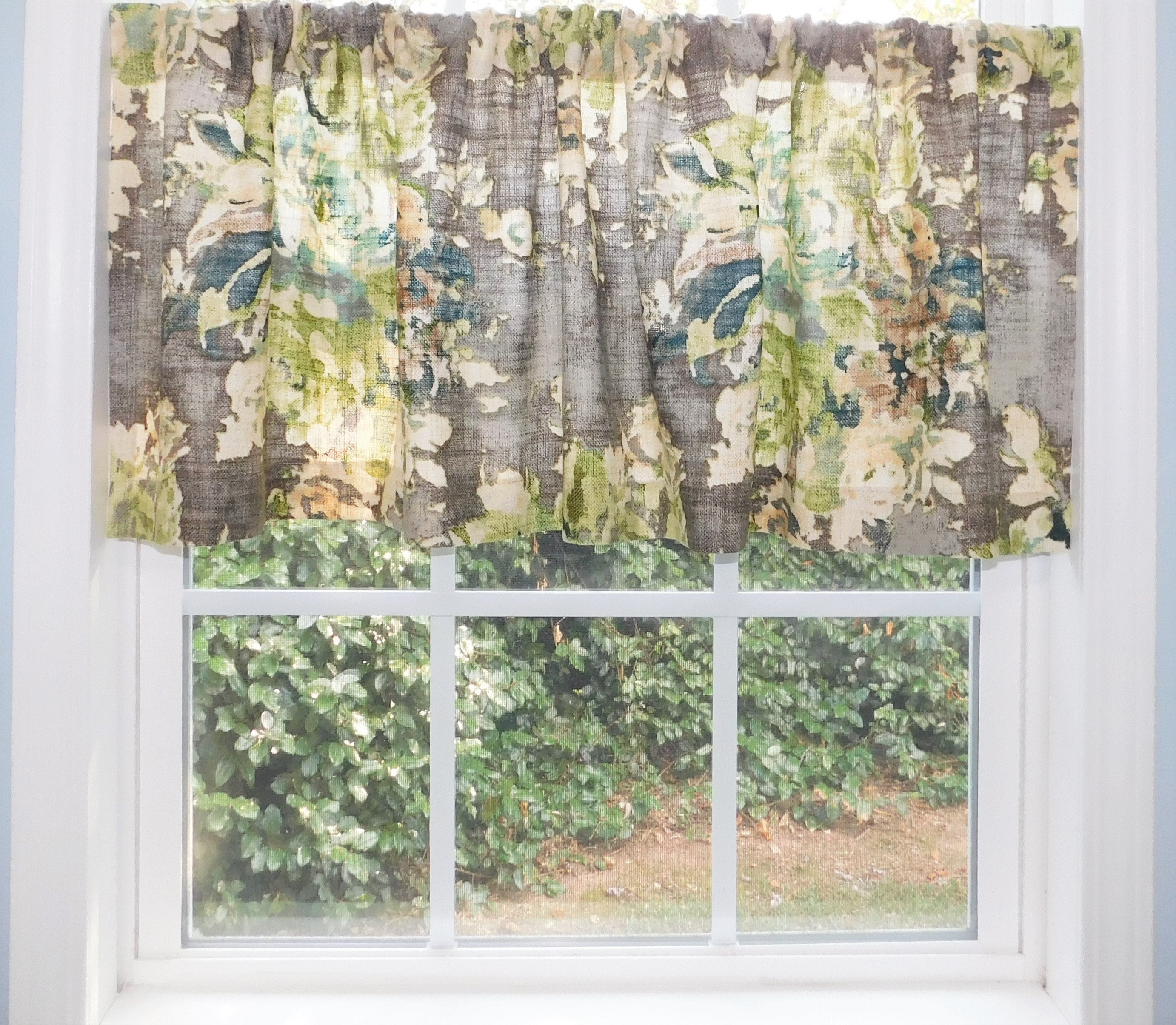 Curtain Valance Topper Window Valance 52x15 Taupe Grey Sage Etsy