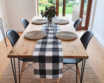 Farmhouse Buffalo Plaid Table Runner Black Red Grey Navy Orange Runner Buffalo Check Table Runner All Sizes