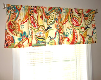 SALE !!!Curtain Valance Topper Window Treatment 52x15 Covington Whimsy Paisley Multi Color Valance