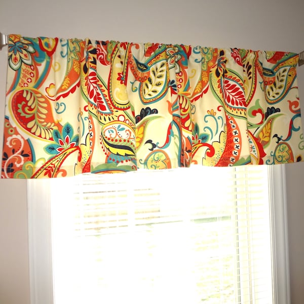 Paisley Curtain Valance, Colorful Window Topper (52x15)