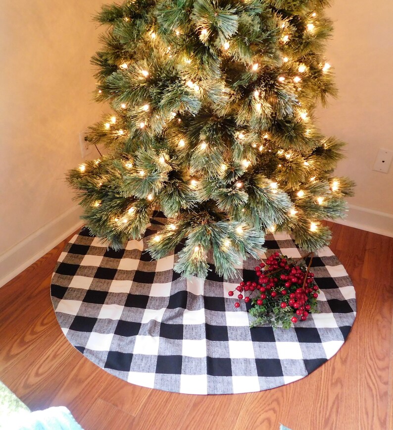 Christmas Tree Skirt Black Plaid Tree Skirt Red Plaid Tree Etsy