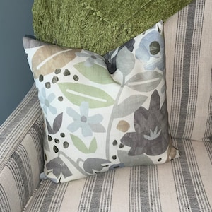 NEW Floral Pillow Covers Floral Print Grey Blue Green Decorative Flower Pillow Covers Choose Size