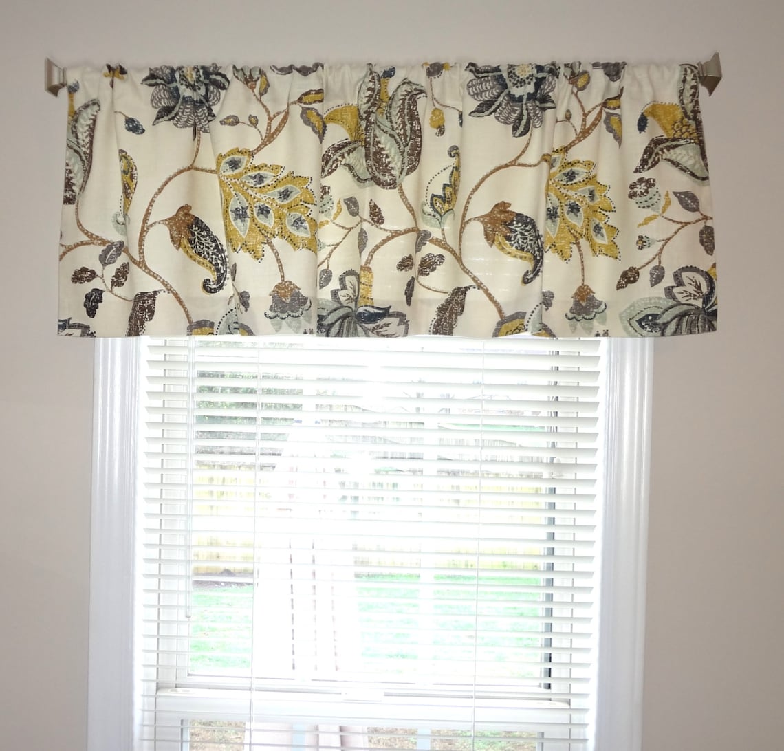 Curtain Valance Topper Window Valance 52x15 Brown Grey Blue Etsy