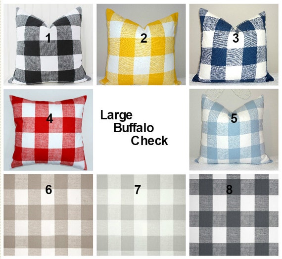 Buffalo Check Pillow Cover, 100% Cotton, Various Colors