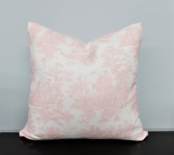 Pink & White Toile Pillow Cover Baby Girl Nursery Pink Throw Pillows  Decorative Toile Pillow Cover Choose Size 