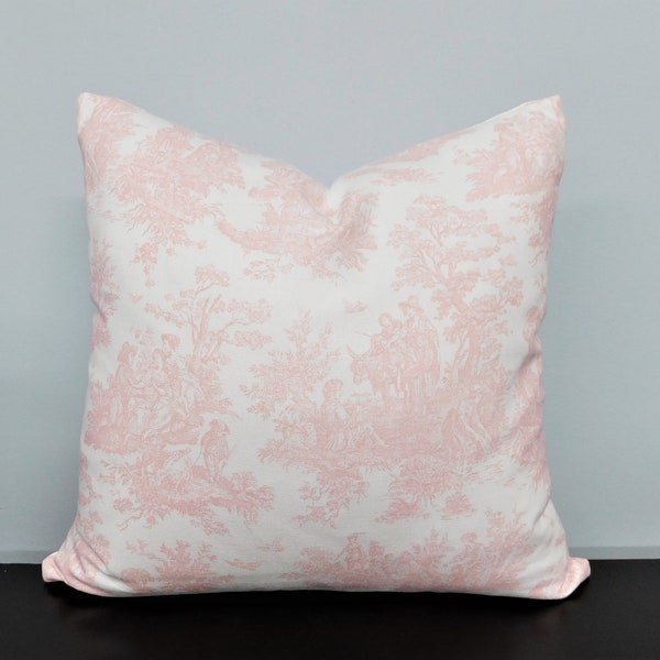 Pink & White Toile Pillow Cover Baby Girl Nursery Pink Throw Pillows Decorative Toile Pillow Cover Choose Size