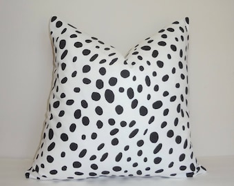 Black and White Dalmation Animal Print Cotton Togo Spots Pillow Cover Decorative Pillow All Sizes