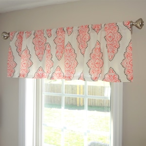 Curtain Valance Topper Window Treatment 52x15 Coral & Snowy Geometric Valance Home Decor by HomeLiving