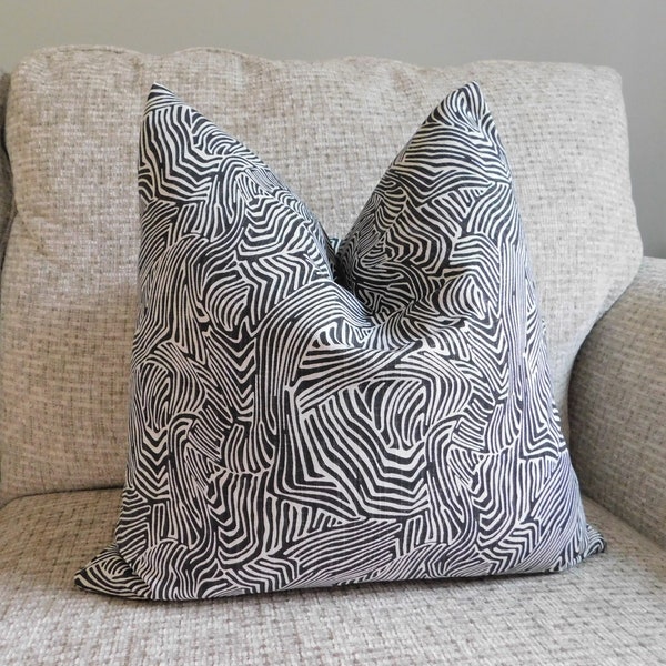 NEW Black Charcoal White Fingerprint Design Geometric Pillow Cover Couch Throw Pillow Cover HomeLiving Design Size 18x18