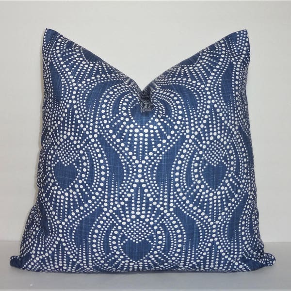 Beautiful Navy Tear Drop Dot Pillow Cover White & Navy Geometric Pillow Cover Choose Size