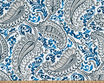 OUTDOOR Pillow Cover Cobalt Blue Navy Grey Paisley Deck Patio Pillow Cover Choose Size