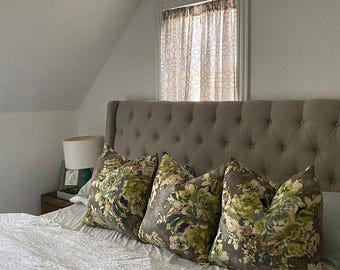 AS SEEN on The BACHELOR Taupe Grey Sage Green Blue Ivory Floral Pillow Cover Euro Decorative Home Decor Size 24x24 26x26