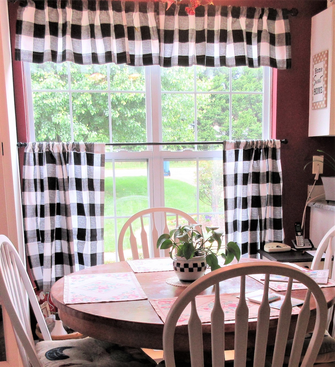 Buffalo Plaid Cotton Cafe Curtains | 2 Panel Set - Etsy