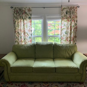 Curtain Panels Brissac Jewel Rose Teal Floral Curtains Pair 25&quot; Wide or 50&quot; Wide by 63&quot;,84&quot;,90&quot; 94&quot;,96&quot;,108&quot;