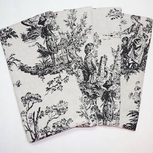 Set of 4 Black Natural Colonial Toile Napkins Toile Dinner Napkins