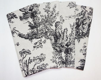 Set of 4 Black Natural Colonial Toile Napkins Toile Dinner Napkins Size 18x18