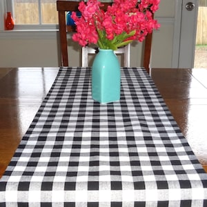 Black & White Checkered Table Runner Tablecloth Black Plaid Table Runner Table Top Choose Size