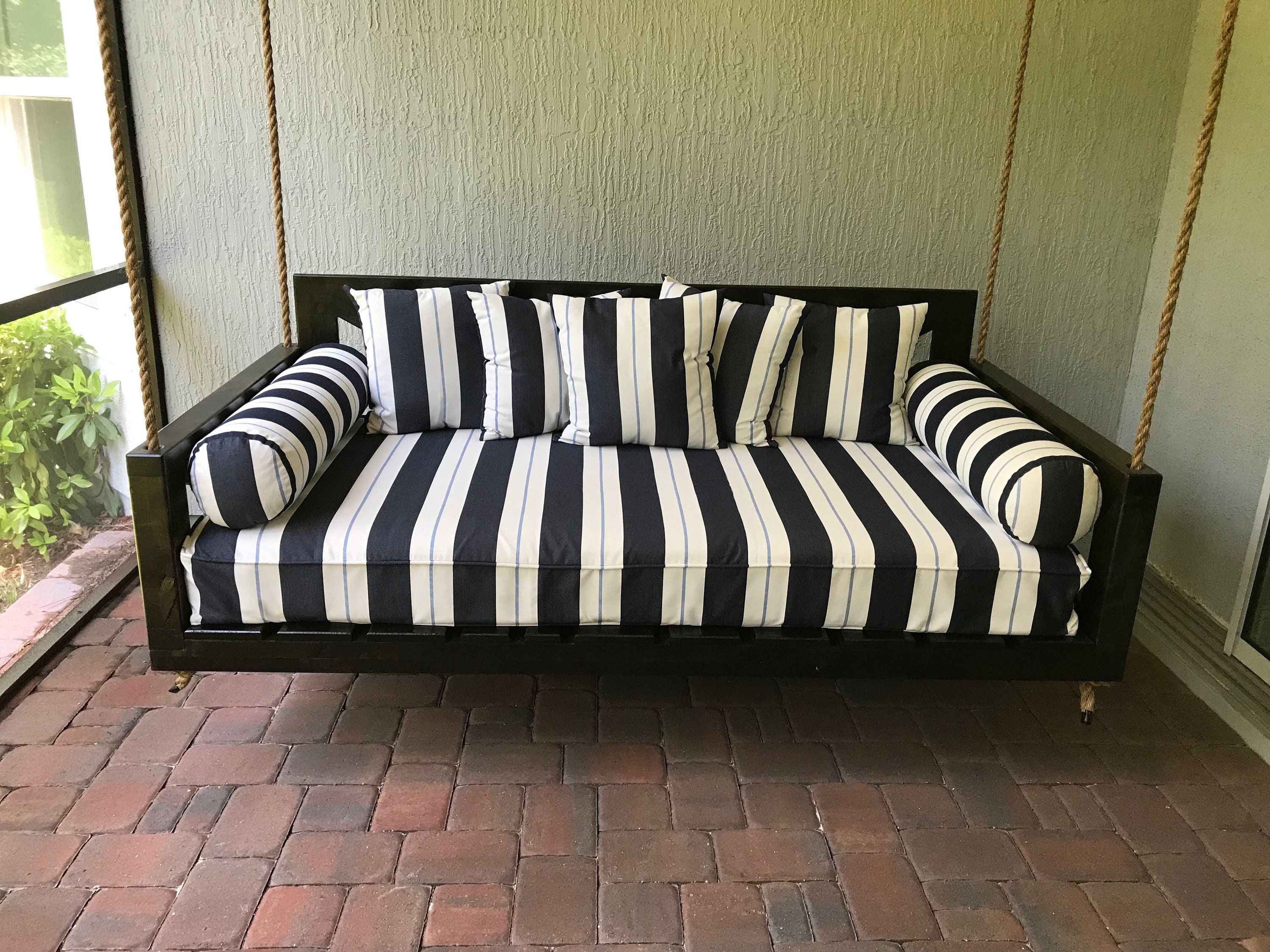 CUSTOM Veranda Schaukel Bett Matratze Kissenbezug Sunbrella Stoff Veranda Kissen Outdoor Twin & Krippe Bett Schaukel