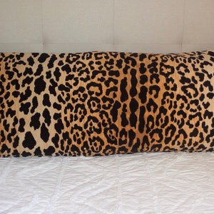 Braemore Jamil Velvet Cheetah Animal Print Black & Tan Body Pillow Cover Leopard Print Bed Pillow Cover