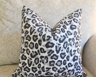 Black and Grey Animal Print Pillow Cover Black Leopard Print Pillow Cover Leopard Pillow Choose Size