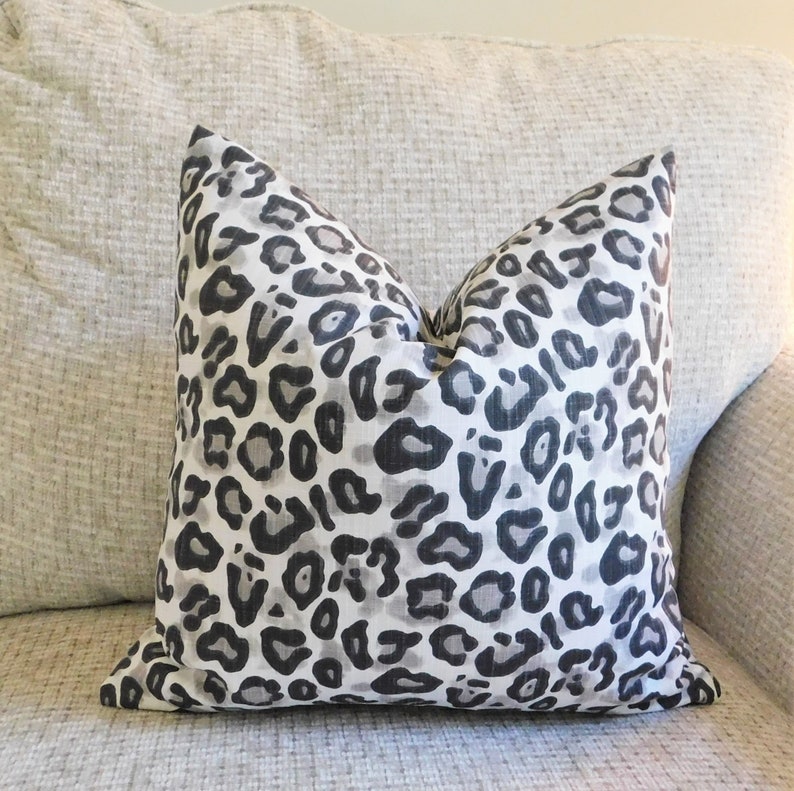 Black and Grey Animal Print Pillow Cover Black Leopard Print Etsy