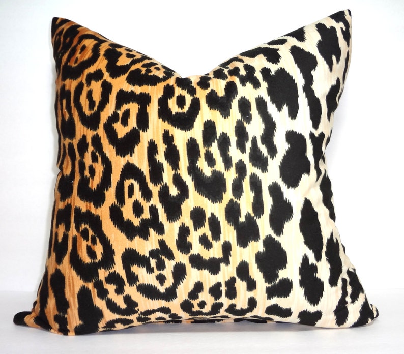 Braemore Jamil Velvet Cheetah Animal Print Pillow Cover Velvet Black & Tan Pillow Cover Leopard Print Choose Size image 3
