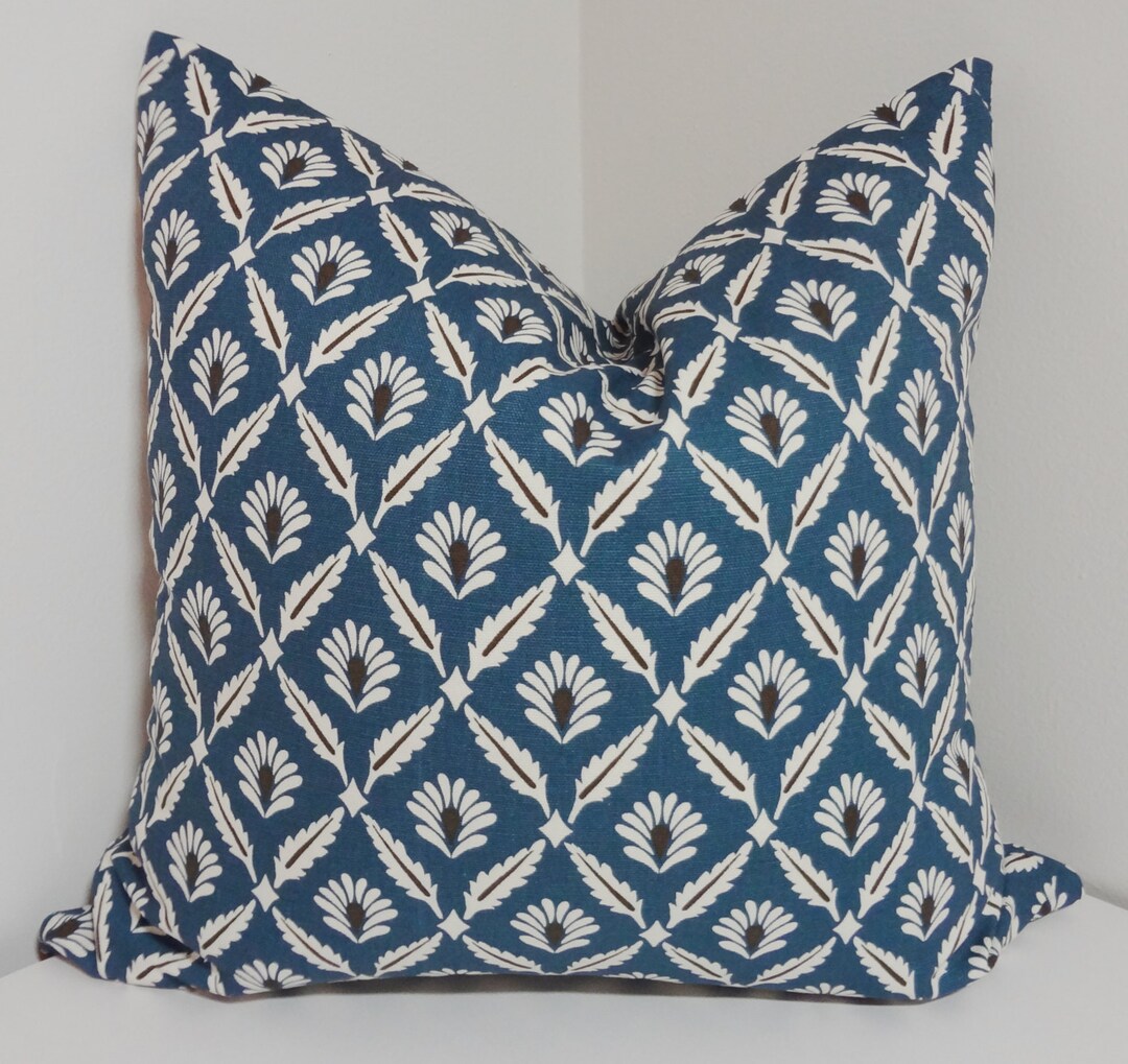 Blue Floral Print Pillow Covers Decorative Throw Pillow Covers Etsy