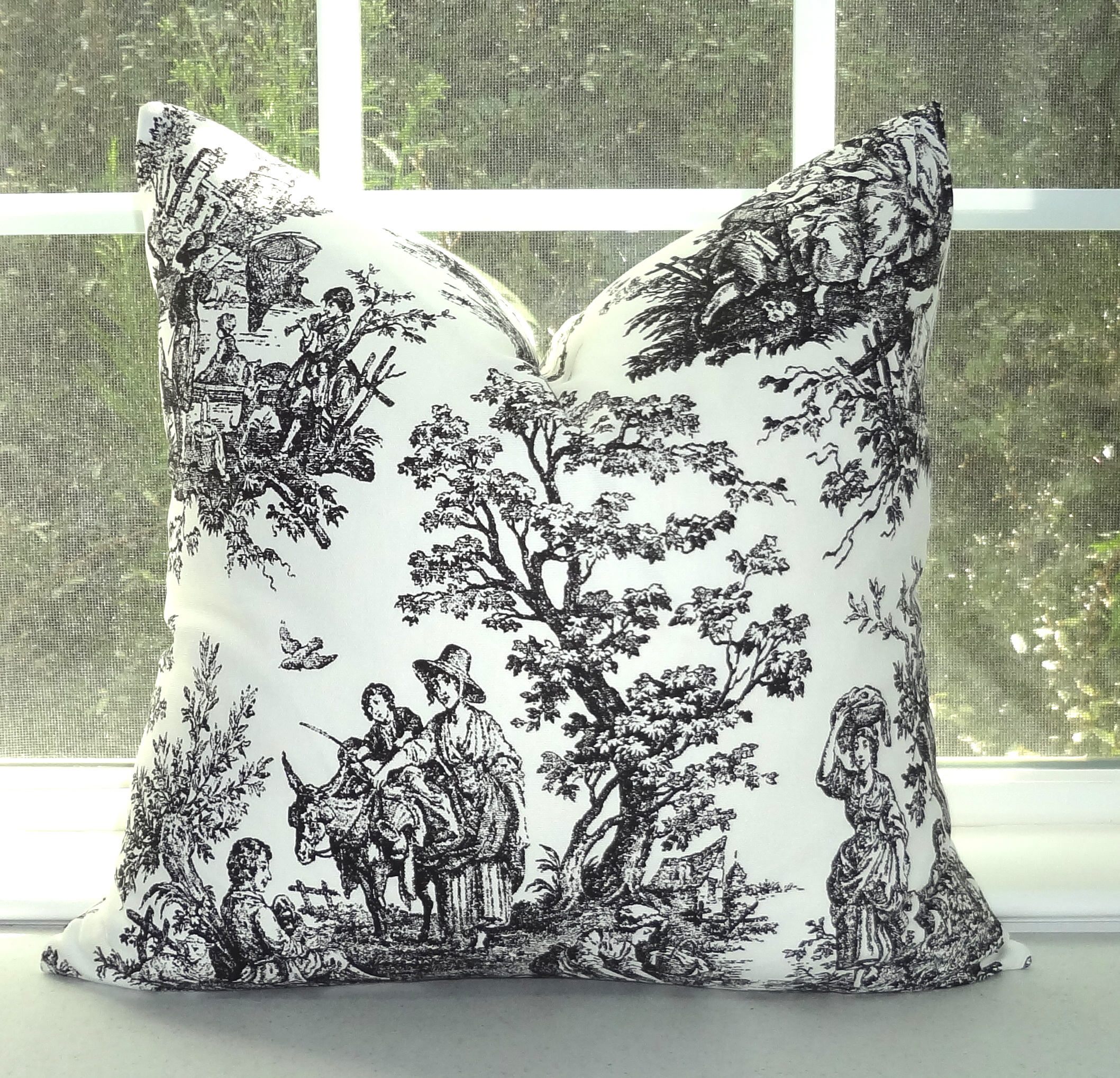 black toile pillows
