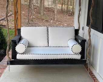 CUSTOM Sunbrella Porch Swing Bed Mattress Cushion Cover Sunbrella Fabric Porch Pillows Outdoor Twin Bed Swing