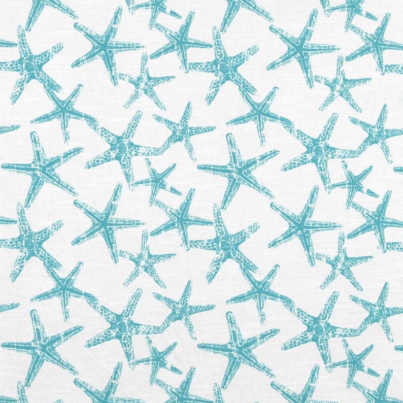 Shower Curtain Ocean Blue Starfish Aqua Blue Starfish Shower Curtain Nautical Shower Curtain Custom Sizes image 2