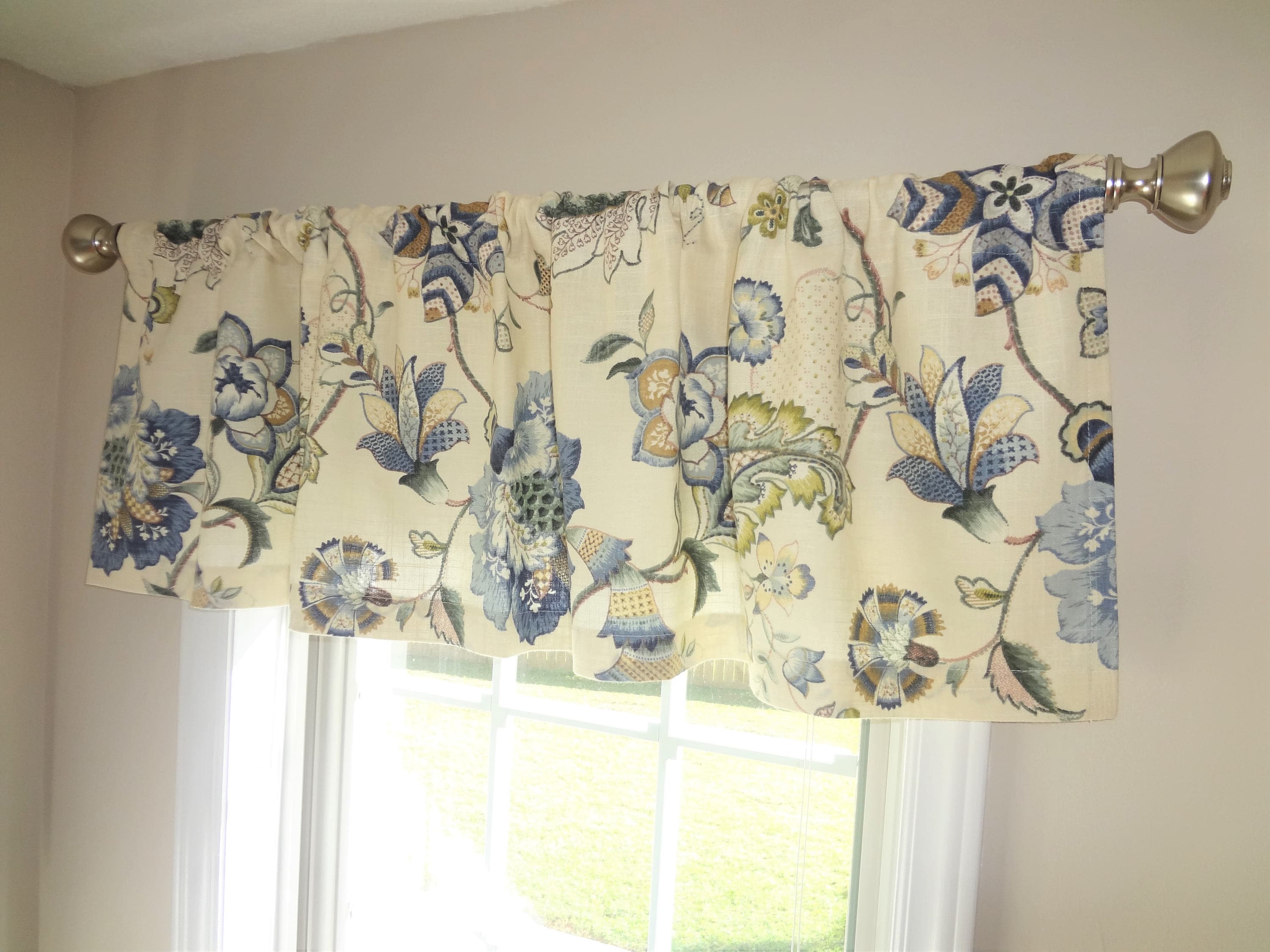 Curtain Valance Topper Window Valance 52x15 Navy Blue Green Etsy