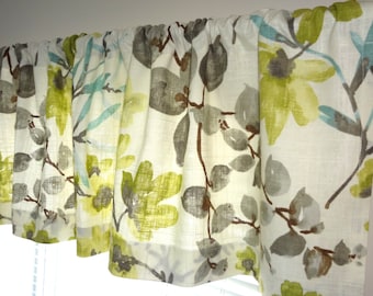 Braemore Gazebo Cloud Floral Designer Valance Blue Lime Grey Teal Floral  Valances 52x15