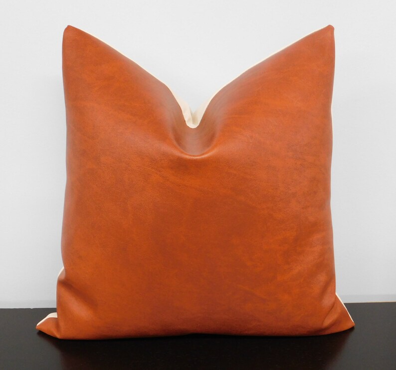 NEW Faux Leather Pillow Covers Brown Faux Leather Pillow Etsy