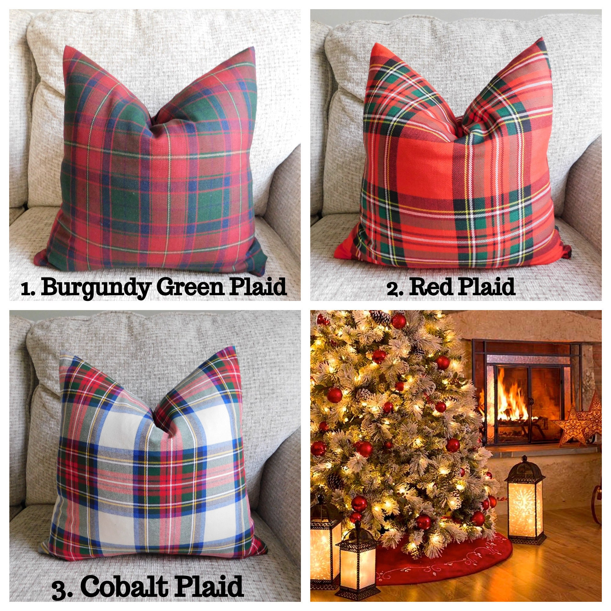 red plaid pillow cases